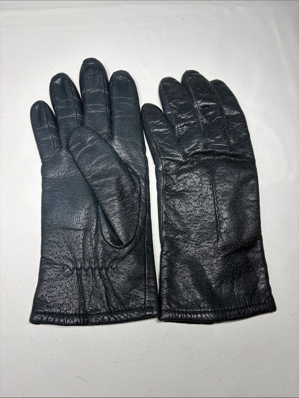Fownes Black Leather Poly Lined Gloves Size 7.5